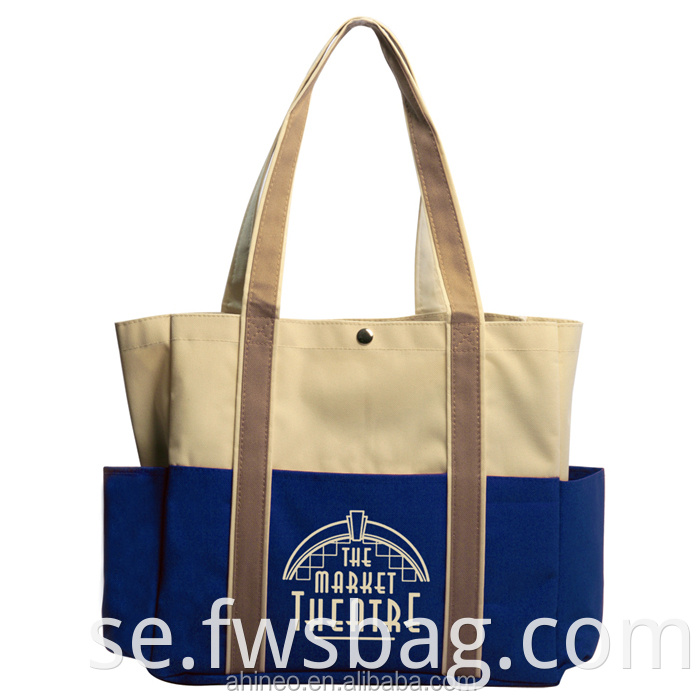 Anpassade vikbara kvinnor Julmedlem Gift Giveaway Events Logo Print 600D Polyester Canvas Tote Bag med Multi-Pocket